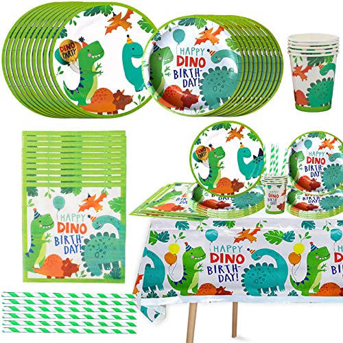 Dinosaurier Party Geschirr Set, 61 Stück Dinosaurier Deko Geburtstag Set, Dinosaurier Pappteller Becher Servietten Tischdecke für Kindergeburtstag, dino Party Deko, Serviert 10 Gäste Dinosaurier Party Geschirr Set, 61 Stück Dinosaurier Deko Geburtstag Set, Dinosaurier Pappteller Becher Servietten Tischdecke für Kindergeburtstag, dino Party Deko, Serviert 10 Gäste von YOUYIKE