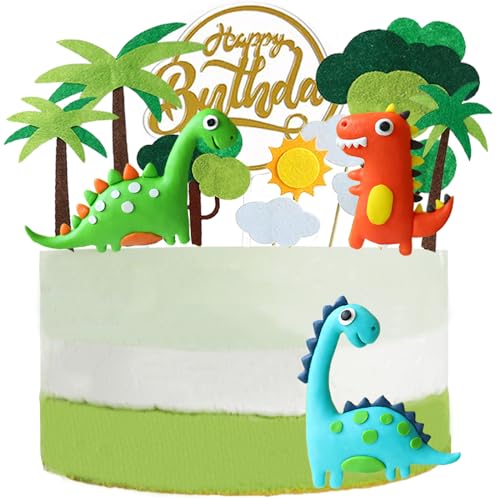 Dinosaurier Tortendeko, 13 Stück 3D Dino Geburtstag Cake Topper, Dino Party Dekoration Cupcake Topper für Baby Kinder Party Dekorationen Zubehör von YOUYIKE