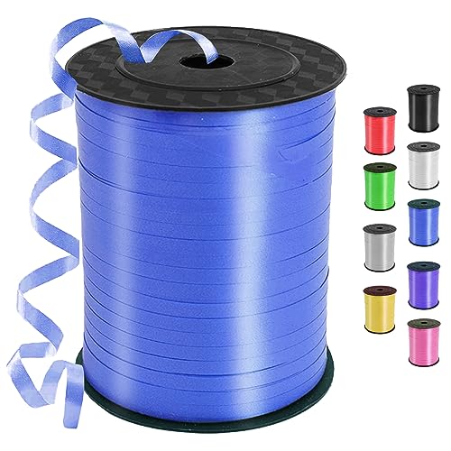 Geschenkband Blau, 450 Meter/ 500 Yard Schleifenband Blau, Ringelband, ballonband für Ballonverschlüsse, Weihnachten Neujahr Geschenkverpackung, Basteln, Partydeko, Hochzeitsdeko von YOUYIKE