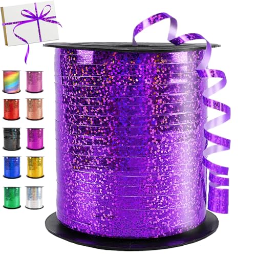Geschenkband Lila, 450 Meter/ 500 Yard Schleifenband Lila, Ringelband, Glänzendes Ballonband für Ballonverschlüsse, Weihnachten Neujahr Geschenkverpackung, Basteln, Partydeko, Hochzeitsdeko Geschenkband Lila, 450 Meter/ 500 Yard Schleifenband Lila, Ringelband, Glänzendes Ballonband für Ballonverschlüsse, Weihnachten Neujahr Geschenkverpackung, Basteln, Partydeko, Hochzeitsdeko von YOUYIKE