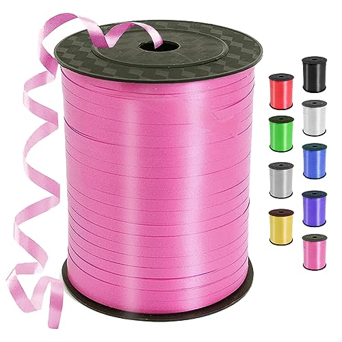 Geschenkband Rosa, 450 Meter/ 500 Yard Schleifenband Rosa, Ringelband, ballonband für Ballonverschlüsse, Weihnachten Neujahr Geschenkverpackung, Basteln, Partydeko, Hochzeitsdeko von YOUYIKE