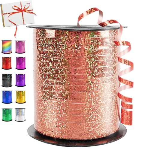 Geschenkband Rosagoldton, 450 Meter/ 500 Yard Schleifenband, Ringelband, Glänzendes Ballonband für Ballonverschlüsse, Weihnachten Neujahr Geschenkverpackung, Basteln, Partydeko, Hochzeitsdeko Geschenkband Rosagoldton, 450 Meter/ 500 Yard Schleifenband, Ringelband, Glänzendes Ballonband für Ballonverschlüsse, Weihnachten Neujahr Geschenkverpackung, Basteln, Partydeko, Hochzeitsdeko von YOUYIKE