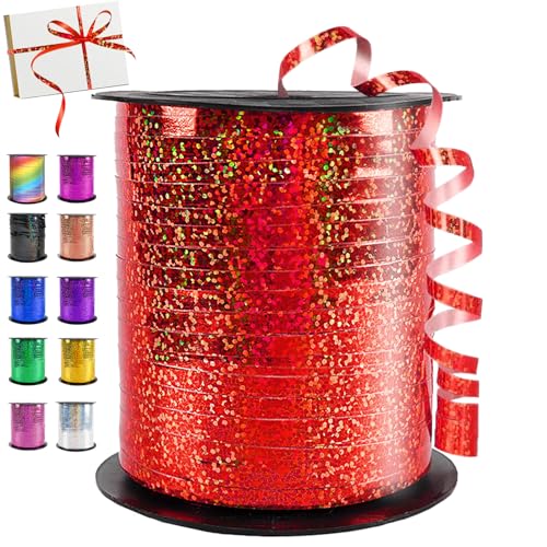 Geschenkband Rot, 450 Meter/ 500 Yard Schleifenband Rot, Ringelband, Glänzendes Ballonband für Ballonverschlüsse, Weihnachten Neujahr Geschenkverpackung, Basteln, Partydeko, Hochzeitsdeko Geschenkband Rot, 450 Meter/ 500 Yard Schleifenband Rot, Ringelband, Glänzendes Ballonband für Ballonverschlüsse, Weihnachten Neujahr Geschenkverpackung, Basteln, Partydeko, Hochzeitsdeko von YOUYIKE