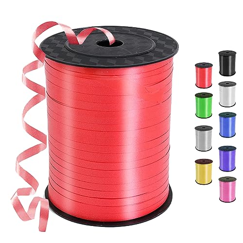 Geschenkband Rot 450 Meter/ 500 Yard Schleifenband Rot, Ringelband, ballonband für Ballonverschlüsse, Weihnachten Neujahr Geschenkverpackung, Basteln, Partydeko, Hochzeitsdeko Geschenkband Rot 450 Meter/ 500 Yard Schleifenband Rot, Ringelband, ballonband für Ballonverschlüsse, Weihnachten Neujahr Geschenkverpackung, Basteln, Partydeko, Hochzeitsdeko von YOUYIKE