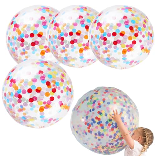 Gold Konfetti Ballons 4 Stück, 18 Inches Riesige Transparente Luftballon mit Metallischem Gold Konfetti Deko Party Feier Dekoration für Geburtstag, Geburtstagsdeko und Neujahr (Transparentes) von YOUYIKE
