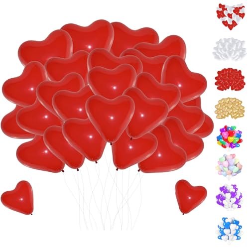 50 Pcs Luftballons, 12 Zoll Herzluftballons Rot, Latex Ballon, Helium Ballons für Hochzeit, Brautdusche, Valentinstag, Geburtstag, Verlobung, Party Deko 50 Pcs Luftballons, 12 Zoll Herzluftballons Rot, Latex Ballon, Helium Ballons für Hochzeit, Brautdusche, Valentinstag, Geburtstag, Verlobung, Party Deko von YOUYIKE