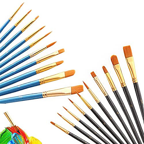 YOUYIKE 20 Stück Pinselset Acrylfarben, Acryl Pinsel, Nylon Pinsel, Künstlerpinsel, Malpinsel Set, Pinsel Kinderschminken, Brush Set für Kinder, Anfänger, Künstler und Gemälde Liebhaber Aquarell von YOUYIKE