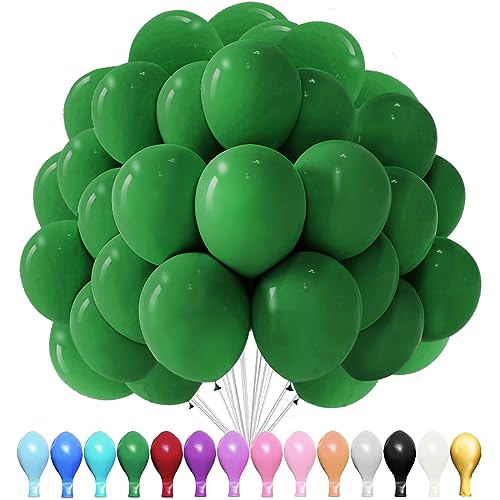 Luftballons Grün, 100 Stück 10 Zoll Luftballons Grün Matt, 2.2g Latex Luftballons, Luftballons Matt, für Geburtstagsfeiern, Jubiläumsfeiern, Hochzeiten, Baby Party, Partydekorationen von YOUYIKE