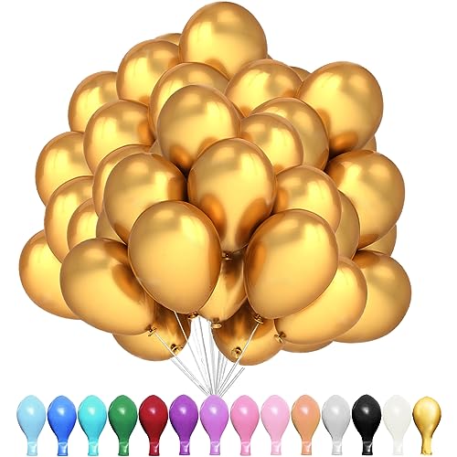 Luftballons Gold, 100 Stück 10 Zoll Luftballons Gold Matt, 2.2g Latex Luftballons, Luftballons Matt, für Geburtstagsfeiern, Jubiläumsfeiern, Hochzeiten, Baby Party, Partydekorationen von YOUYIKE