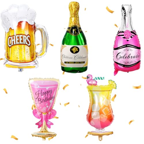 5 Stück Champagner Luftballons, XXL Bier Ballons, Folienballon Champagner, Riesen Wein Flaschen Heliumballon, Whisky Flasche Weinglas für Geburtstag Urlaub Hochzeit Bierthema Party Dekoration 5 Stück Champagner Luftballons, XXL Bier Ballons, Folienballon Champagner, Riesen Wein Flaschen Heliumballon, Whisky Flasche Weinglas für Geburtstag Urlaub Hochzeit Bierthema Party Dekoration von YOUYIKE
