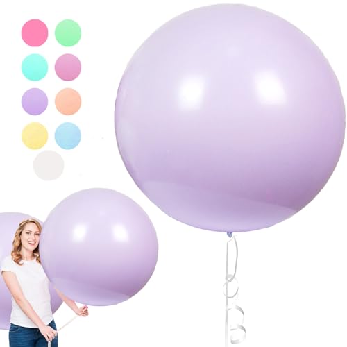 6 Stück Macaron Luftballons, 36 Zoll Lila Luftballons Gross, Riesen Runde Luftballons, Luftballons XXL Groß, Latexballons Gross für Hochzeit Geburtstag TaufeFestival Kinder Party (90cm) von YOUYIKE