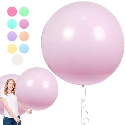 6 Stück Macaron Luftballons, 36 Zoll Rose Rot Luftballons Gross, Riesen Runde Luftballons, Luftballons XXL Groß, Latexballons Gross für Hochzeit Geburtstag TaufeFestival Kinder Party (90cm) von YOUYIKE