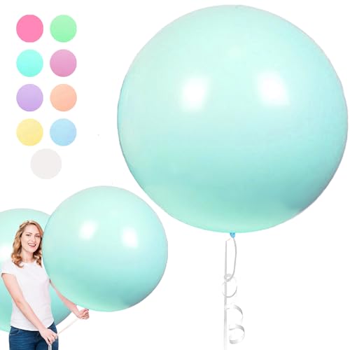 6 Stück Macaron Luftballons, 36 Zoll Tiffany-Blau Luftballons Gross, Riesen Runde Luftballons, Luftballons XXL Groß, Latexballons Gross für Hochzeit Geburtstag TaufeFestival Kinder Party (90cm) von YOUYIKE