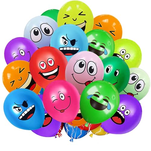 YOUYIKE 50 Stück Emotion Latex Luftballons,12 Zoll Luftballon Smiley, Bunt Party Luftballons Lustig Luftballons, Laune Luftballon für Baby Shower Geburtstag Deko Jungen Mädchen von YOUYIKE