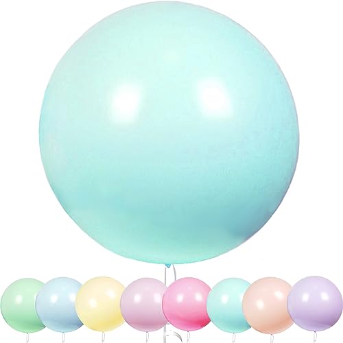 YOUYIKE 36 Zoll Grosse Luftballons Pastell, 8 Stück Riesige Runde Pastell Ballons, 90CM Macaron Tiffany-Blau Latex Grosse Luftballons für Geburtstag,Hochzeitsfest,Festival,Karnevals (Tiffany-Blau) von YOUYIKE