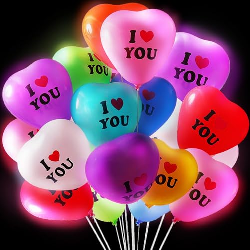 YOUYIKE 40 Stück 12 Zoll Leuchtende Led Ballons, Liebesmuster-Farbversion, mit bunten Lichtern, für Party, Geburtstag, Festival, Heiratsantrag, Heirat, Weihnachten, Karneval, Decorations YOUYIKE 40 Stück 12 Zoll Leuchtende Led Ballons, Liebesmuster-Farbversion, mit bunten Lichtern, für Party, Geburtstag, Festival, Heiratsantrag, Heirat, Weihnachten, Karneval, Decorations von YOUYIKE