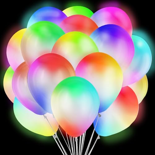 YOUYIKE 40 Weiße Led Ballons, 12 Zoll Leuchtende Luftballons, mit bunten Lichtern, Leuchtet Ballons im Dunkeln, für Party, Geburtstag, Hochzeit, Festival, Weihnachten, Karneval, Birthday Decorations YOUYIKE 40 Weiße Led Ballons, 12 Zoll Leuchtende Luftballons, mit bunten Lichtern, Leuchtet Ballons im Dunkeln, für Party, Geburtstag, Hochzeit, Festival, Weihnachten, Karneval, Birthday Decorations von YOUYIKE