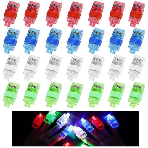 YOUYIKE LED Finger Lights 30 Stück - Fingerlichter mit 4 Farben (Rot, Grün, Blau, Rot-Grün) | Sensorik Spielzeug & Kinder Geschenke für Partydeko Geburtstag, Blinkies Karneval von YOUYIKE