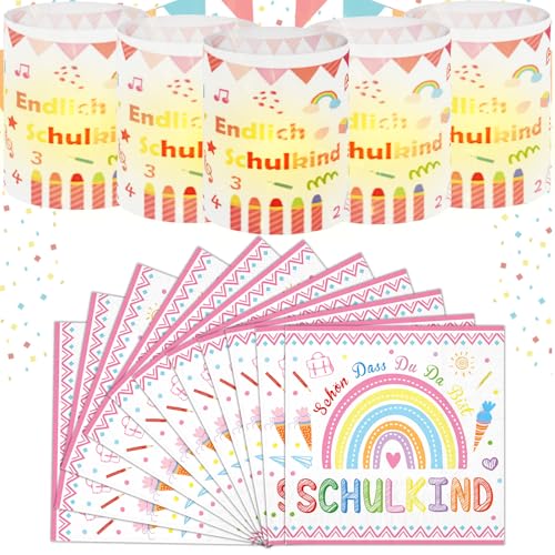 YOUYIKE Regenbogen Einschulung MäDchen Deko 20 StüCk Einschulung Servietten + 12 Windlichter Tischdeko,Deko Einschulung MäDchen 2025,SchuleinfüHrung Einschulungsdeko,Schulanfang Deko MäDchen Rosa YOUYIKE Regenbogen Einschulung MäDchen Deko 20 StüCk Einschulung Servietten + 12 Windlichter Tischdeko,Deko Einschulung MäDchen 2025,SchuleinfüHrung Einschulungsdeko,Schulanfang Deko MäDchen Rosa von YOUYIKE
