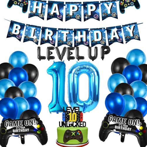YOUYIKE Videospiel 10. Geburtstag Dekorationen, 32 Stück Luftballon 10. Geburtstag Junge, 10th Videospiel Cupcake Topper, 10. Gamer Deko Geburtstag, für Kinder Videospiel Thema Party Zubehör YOUYIKE Videospiel 10. Geburtstag Dekorationen, 32 Stück Luftballon 10. Geburtstag Junge, 10th Videospiel Cupcake Topper, 10. Gamer Deko Geburtstag, für Kinder Videospiel Thema Party Zubehör von YOUYIKE