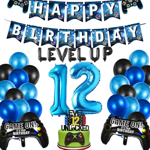 YOUYIKE Videospiel 12. Geburtstag Dekorationen, 32 Stück Luftballon 12. Geburtstag Junge, 12th Videospiel Cupcake Topper, 12. Gamer Deko Geburtstag, für Kinder Videospiel Thema Party Zubehör YOUYIKE Videospiel 12. Geburtstag Dekorationen, 32 Stück Luftballon 12. Geburtstag Junge, 12th Videospiel Cupcake Topper, 12. Gamer Deko Geburtstag, für Kinder Videospiel Thema Party Zubehör von YOUYIKE