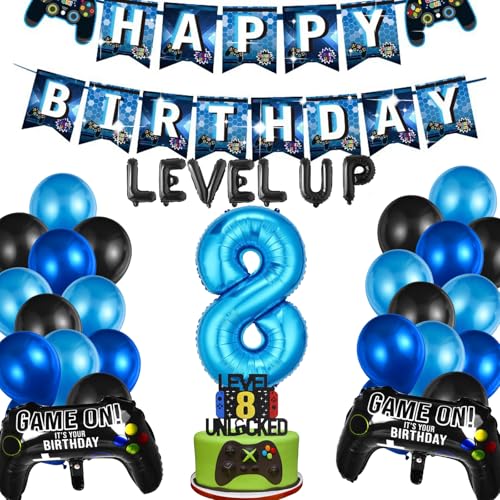 YOUYIKE Videospiel 8. Geburtstag Dekorationen, 32 Stück Luftballon 8. Geburtstag Junge, 8th Videospiel Cupcake Topper, 8. Gamer Deko Geburtstag, für Kinder Videospiel Thema Party Zubehör YOUYIKE Videospiel 8. Geburtstag Dekorationen, 32 Stück Luftballon 8. Geburtstag Junge, 8th Videospiel Cupcake Topper, 8. Gamer Deko Geburtstag, für Kinder Videospiel Thema Party Zubehör von YOUYIKE