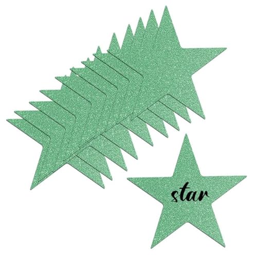 YOVECATHOU 100 Stück glitzernde Fünf-Sterne-Ausschnitte Papierstern-Konfetti-Ausschnitte für Geburtstagsparty, Klassenzimmer, Hochzeit, Pinnwand, Wanddekorationen (grün) von YOVECATHOU