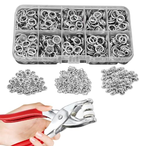 YOYEAH 100 Stück Druckknopf Set mit Zange, Metall Druckknöpfe, Druckknöpfe ohne Nähen für Jersey, Kleidung und Stoff, rostfrei, Silber,9.5mm, DIY-Druckknopf-Druckknopf-Werkzeug YOYEAH 100 Stück Druckknopf Set mit Zange, Metall Druckknöpfe, Druckknöpfe ohne Nähen für Jersey, Kleidung und Stoff, rostfrei, Silber,9.5mm, DIY-Druckknopf-Druckknopf-Werkzeug von YOYEAH