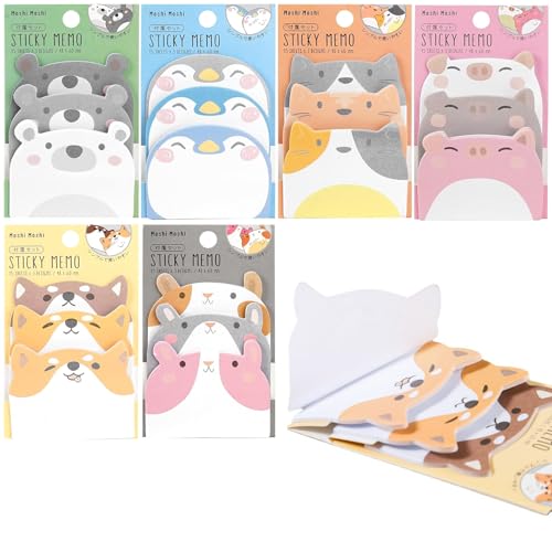 YOYEAH 270 Stück Haftnotizen Set, Selbstklebend Sticky Notes, Niedliche Tierdesigns, Lustige Haftnotizen Kawaii Notizzettel Klebezettel für Schule & Büro von YOYEAH