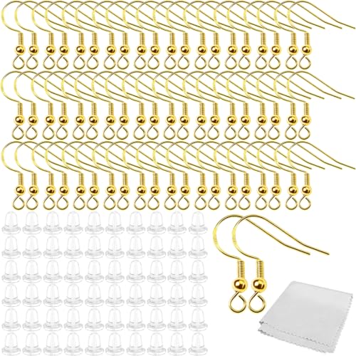 YOYEAH 60 Stück Ohrringe Selber Machen Set - Ohrring Haken 925 Sterling Silber in Gold, perfekt für DIY Ohrhänger und Schmuckherstellung, inklusive Stoppern und Zubehör von YOYEAH