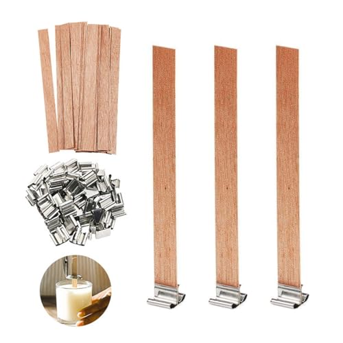 YOYEAH 80 Stück Holzdochte für Kerzen - Kerzendochte aus natürlichem Holz mit 40 Eisenständern für einfaches Gießen von Kerzen - DIY-Kerzen Machen mit Holzdocht - 130 mm lang YOYEAH 80 Stück Holzdochte für Kerzen - Kerzendochte aus natürlichem Holz mit 40 Eisenständern für einfaches Gießen von Kerzen - DIY-Kerzen Machen mit Holzdocht - 130 mm lang von YOYEAH