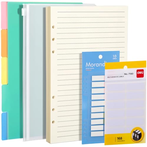 YOYEAH A5 Papier Nachfüll Set - Liniertes Notizpapier, Ordner Trennblätter, Haftnotizen & Umschläge, ideal für A5 Einlagen 2025, Notizblock & Ringbuch YOYEAH A5 Papier Nachfüll Set - Liniertes Notizpapier, Ordner Trennblätter, Haftnotizen & Umschläge, ideal für A5 Einlagen 2025, Notizblock & Ringbuch von YOYEAH