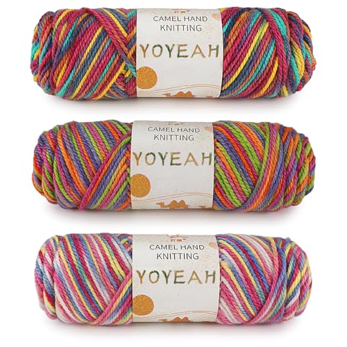 YOYEAH Sockenwolle Trio Strickset, 3-fädig, Anti-Pilling, 60% Schurwolle, 40% Polyamid für filigranes Häkeln & Stricken - garn in einzigartigen Farben(3 x 100g) von YOYEAH