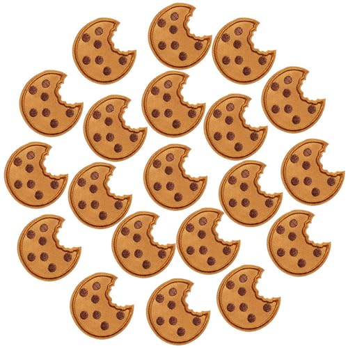 Aufnäher Zum Aufbügeln 20 Cookies Kekse Bestickter Stoffaufkleber Dekorativer Keksaufnäher Patch Gesticktes Etikett Gebügeltes Gesticktes Abzeichen von YOYUMI