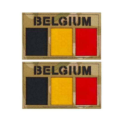IR-Reflex-Patch mit belgischer Flagge, Militär-Nylon, taktischer Moral-Patch für Rucksack, Helm, Uniform, IFF, 2 Stück – Camouflage von YOYUMI