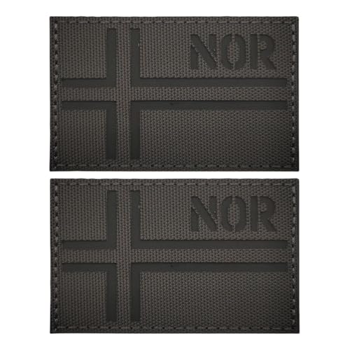 Norwegen Aufnäher Patch Mit Norwegischer Flagge, IR Reflektierender Identifikations Patch Aus Nylonmaterial, Taktischer Moral Patch, Geeignet Für Taktische Weste Und Helm, 2 Stück Grau von YOYUMI