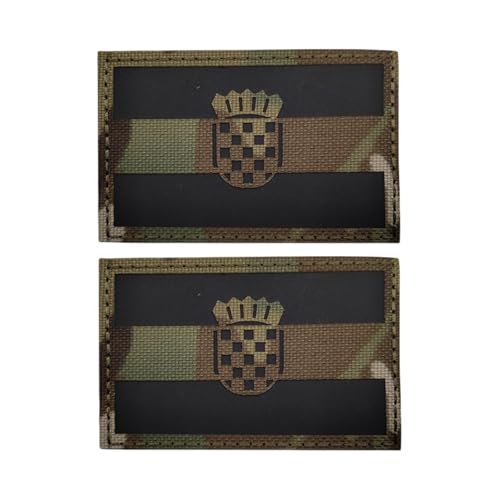 Infrarot-Reflex-Patch mit kroatischer Flagge, militärisches taktisches Moralabzeichen aus Nylongewebe, für Helm, Uniformweste, 2 Stück – Camouflage von YOYUMI