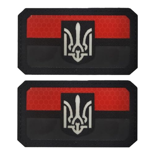 Moral Patch Ukraine Stickerei Diy Patch Outdoor Tasche Zubehör Armbinde Roter und schwarzer reflektierender Dreizack von YOYUMI