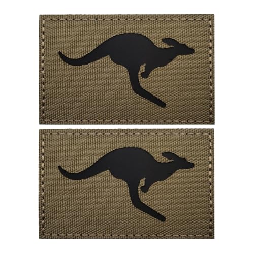 Patch mit australischer Känguru-Flagge, 3D-Stickerei, taktischer Moral-Patch, Infrarot-reflektierend, für Rucksack, Weste, Helm – Khaki/Schwarz von YOYUMI