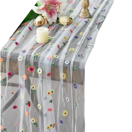 YPBEW Gesteppte Tischdecke im Leinen-Stil, mehrfarbige Stickerei, robustes Polyester, für Zuhause, Esszimmer, Akzente, Spitze, bestickte Tischdecke YPBEW Gesteppte Tischdecke im Leinen-Stil, mehrfarbige Stickerei, robustes Polyester, für Zuhause, Esszimmer, Akzente, Spitze, bestickte Tischdecke von YPBEW