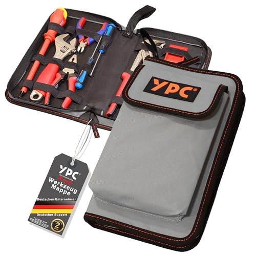 YPC ZipCaddy L – 31x17x5cm Werkzeugmappe/Werkzeug Organizer mit großer Außentasche und 17 Halteschlaufen, Werkzeugtasche leer, Werkzeug Mappe, Zangen Tasche, Tool Case von YPC