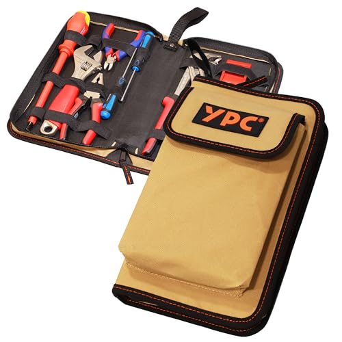 YPC ZipCaddy L – 31x17x5cm Werkzeugmappe/Werkzeug Organizer mit großer Außentasche und 17 Halteschlaufen, Werkzeugtasche leer, Werkzeug Mappe, Zangen Tasche, Tool Case von YPC