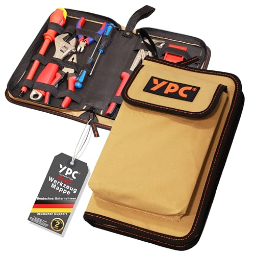 YPC ZipCaddy L – 31x17x5cm Werkzeugmappe/Werkzeug Organizer mit großer Außentasche und 17 Halteschlaufen, Werkzeugtasche leer, Werkzeug Mappe, Zangen Tasche, Tool Case von YPC