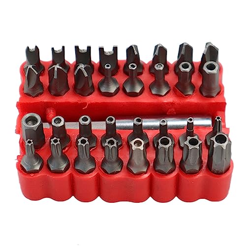 YPGNKEKPLM 33pcs Sicherheitsbit for magnetischer Verlängerung Bithalter Manipulationssternschraubendreher Bits Set Schnellfreisetzungsbithalter Zubehör für Elektrowerkzeuge(Hollow) von YPGNKEKPLM