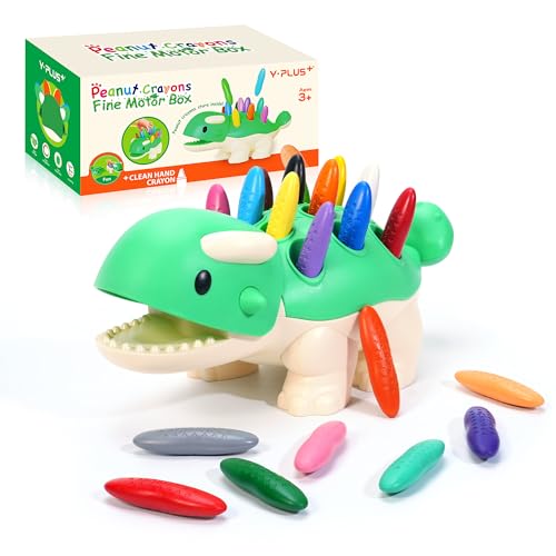 YPLUS Dinosaurier Spielzeug mit Erdnuss Wachsmalstifte, Montessori Sensorik Spielzeug Feinmotorik Lernspielzeug, 24 Farben Malstifte Kleinkinder Box Spielzeug Aktivitätenset für Kinder 3-5, 2-4 YPLUS Dinosaurier Spielzeug mit Erdnuss Wachsmalstifte, Montessori Sensorik Spielzeug Feinmotorik Lernspielzeug, 24 Farben Malstifte Kleinkinder Box Spielzeug Aktivitätenset für Kinder 3-5, 2-4 von Y-Plus