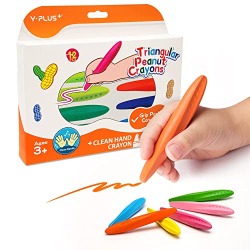 YPLUS Dreieck Erdnuss Wachsmalstifte für Kinder 12Farben, Nicht Toxische Abwaschbare Malstifte für Kleinkinder, Handschrift Haltungskorrektur Färbung Kunst Zubehör YPLUS Dreieck Erdnuss Wachsmalstifte für Kinder 12Farben, Nicht Toxische Abwaschbare Malstifte für Kleinkinder, Handschrift Haltungskorrektur Färbung Kunst Zubehör von Y-Plus