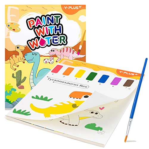 YPLUS Malbuch mit Wasserfarben für Kleinkinder, Aquarell-Malpapier für Kinder im Alter von 1–3, 2–4, magisches Buch, Kunsthandwerksgeschenk zum Zeichnen – Dinosaurier von YPLUS