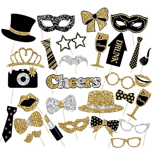 YPLonon Fotorequisiten Fotoaccessoires 30 Stück Foto Requisiten Party Deko Schwarze Gold Party Foto Booth Requisiten Dekorationen Parteien Zubehör für Karneval Hochzeit Halloween Geburtstag YPLonon Fotorequisiten Fotoaccessoires 30 Stück Foto Requisiten Party Deko Schwarze Gold Party Foto Booth Requisiten Dekorationen Parteien Zubehör für Karneval Hochzeit Halloween Geburtstag von YPLonon