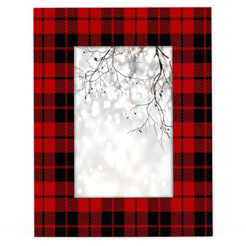 YPPAHHHH Bilderrahmen mit Weihnachtsmotiv, 20,3 x 25,4 cm, kariertes Muster, Holz-Bilderrahmen, Präsentation, Fotos, 17,8 x 22,9 cm, mit Passepartout oder 20,3 x 25,4 cm, ohne Matte für Wandmontage von YPPAHHHH