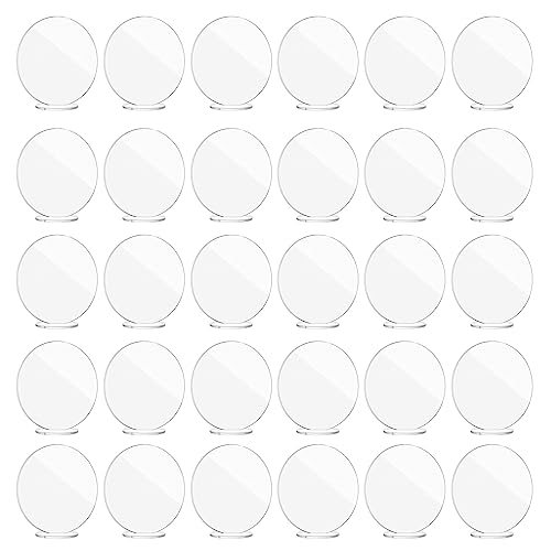 30 Stück Acryl-Tischnummern für Hochzeiten, klare Display-Schilder mit Sockel, Ständer für Hochzeit, Party, Tischdekoration von YPREWY